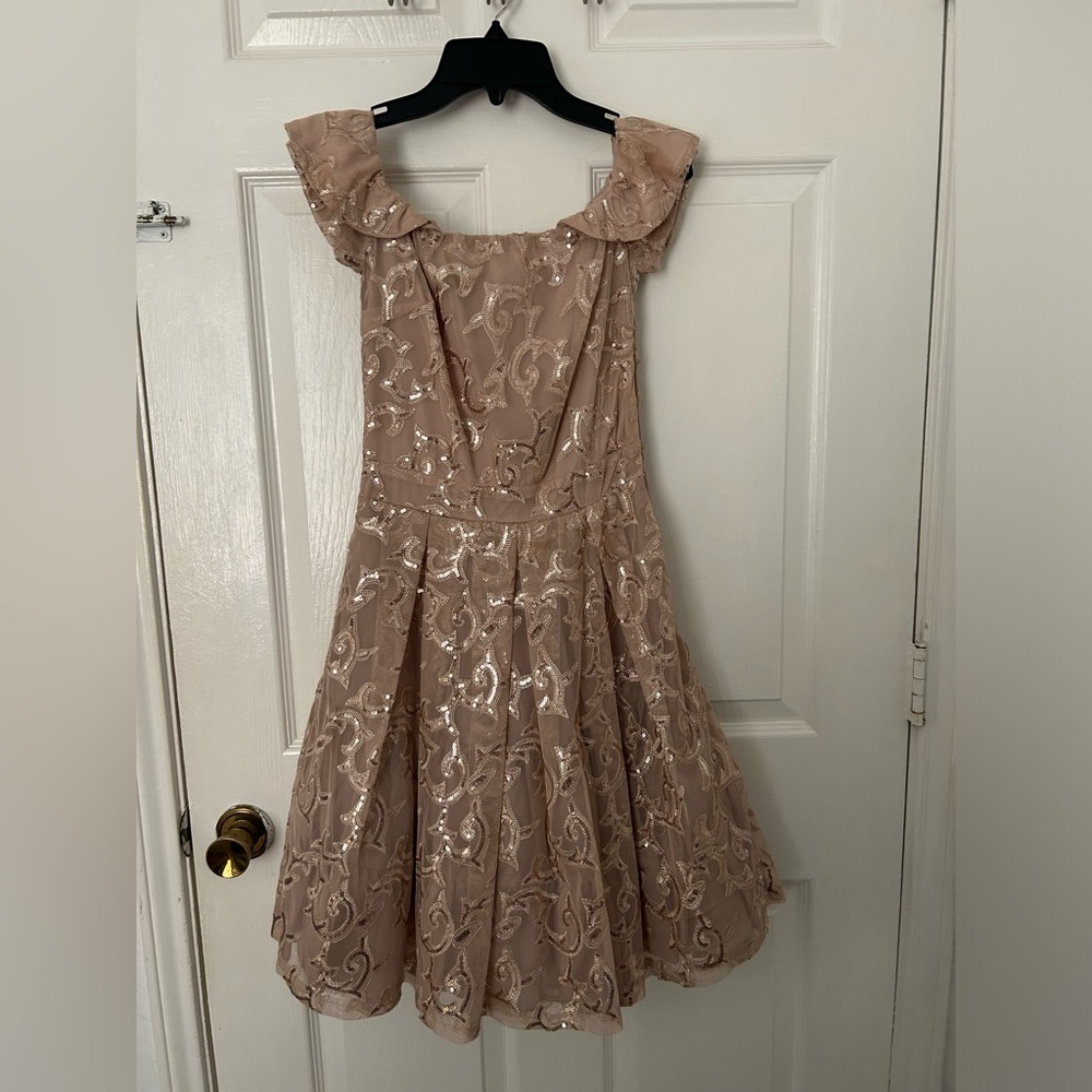 Mauve Embroidered Formal Dress with Ruffle Straps